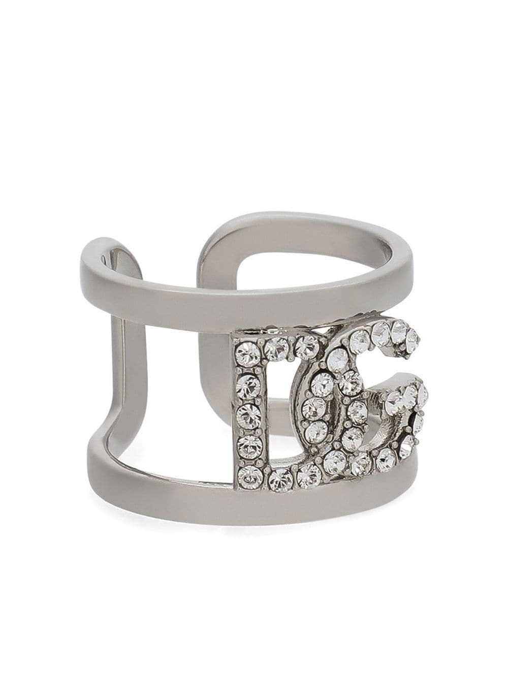 rhinestone-embellished logo ring - 4