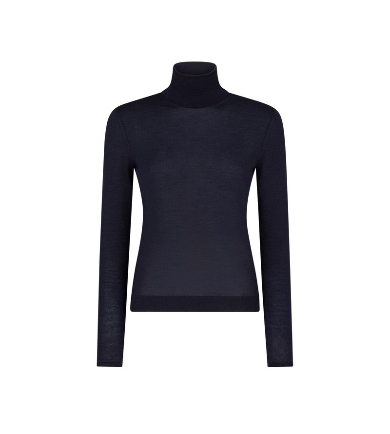 FINE CASHMERE SILK KNIT TURTLENECK TOP 1
