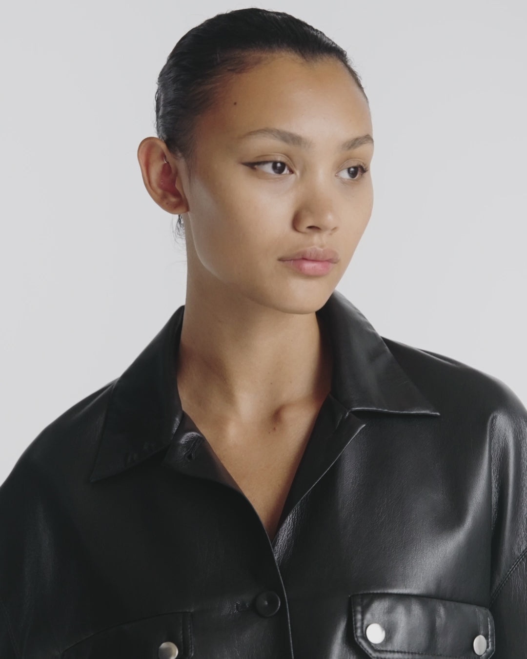 Studded Okobor™ Alt-Leather Shirt - 3