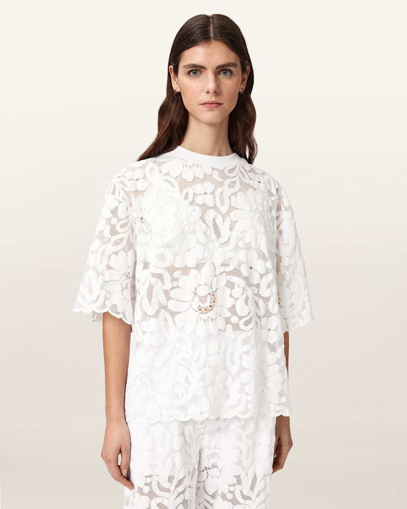 ALLSAINTS AMELIE OVERSIZED SHORT SLEEVE LACE T-SHIRT outlook