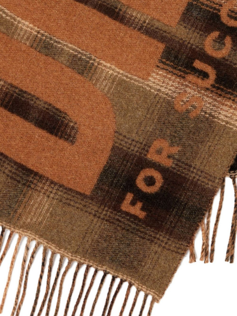 check-pattern fringed-edge scarf 3