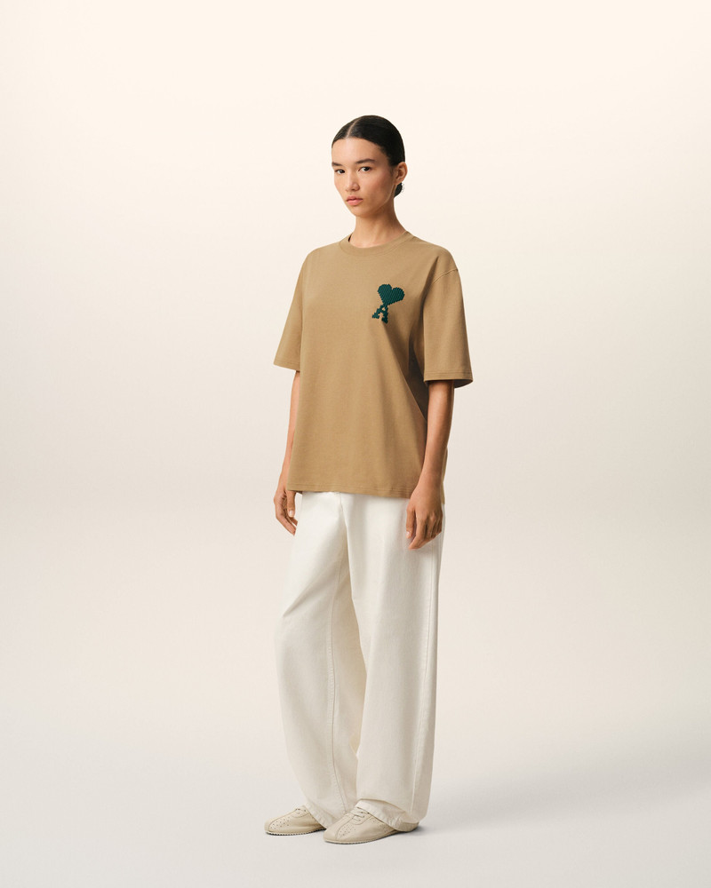 BEIGE COTTON AMI DE COEUR T-SHIRT 6