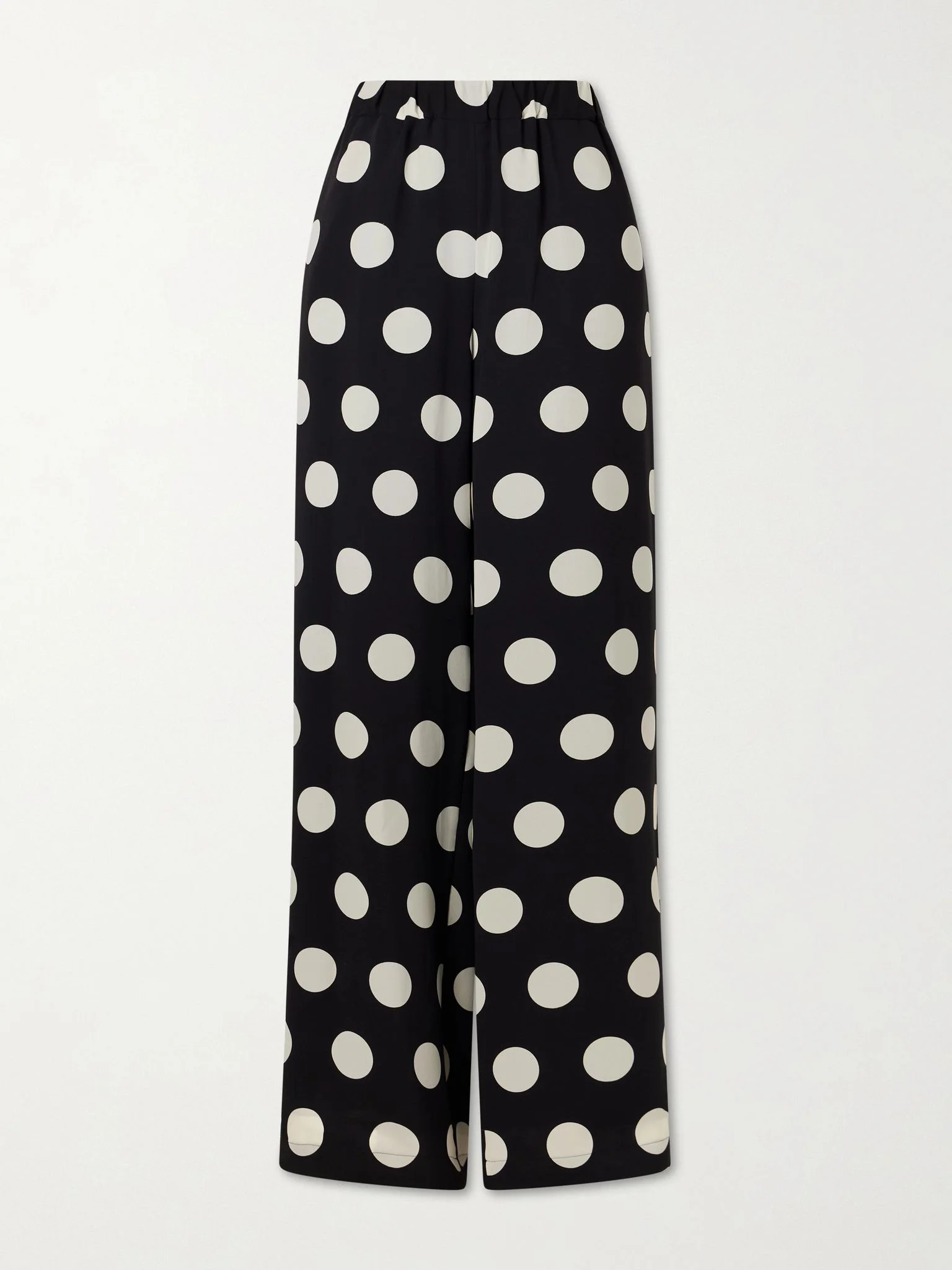 Polka-dot georgette wide-leg pants Black - 1
