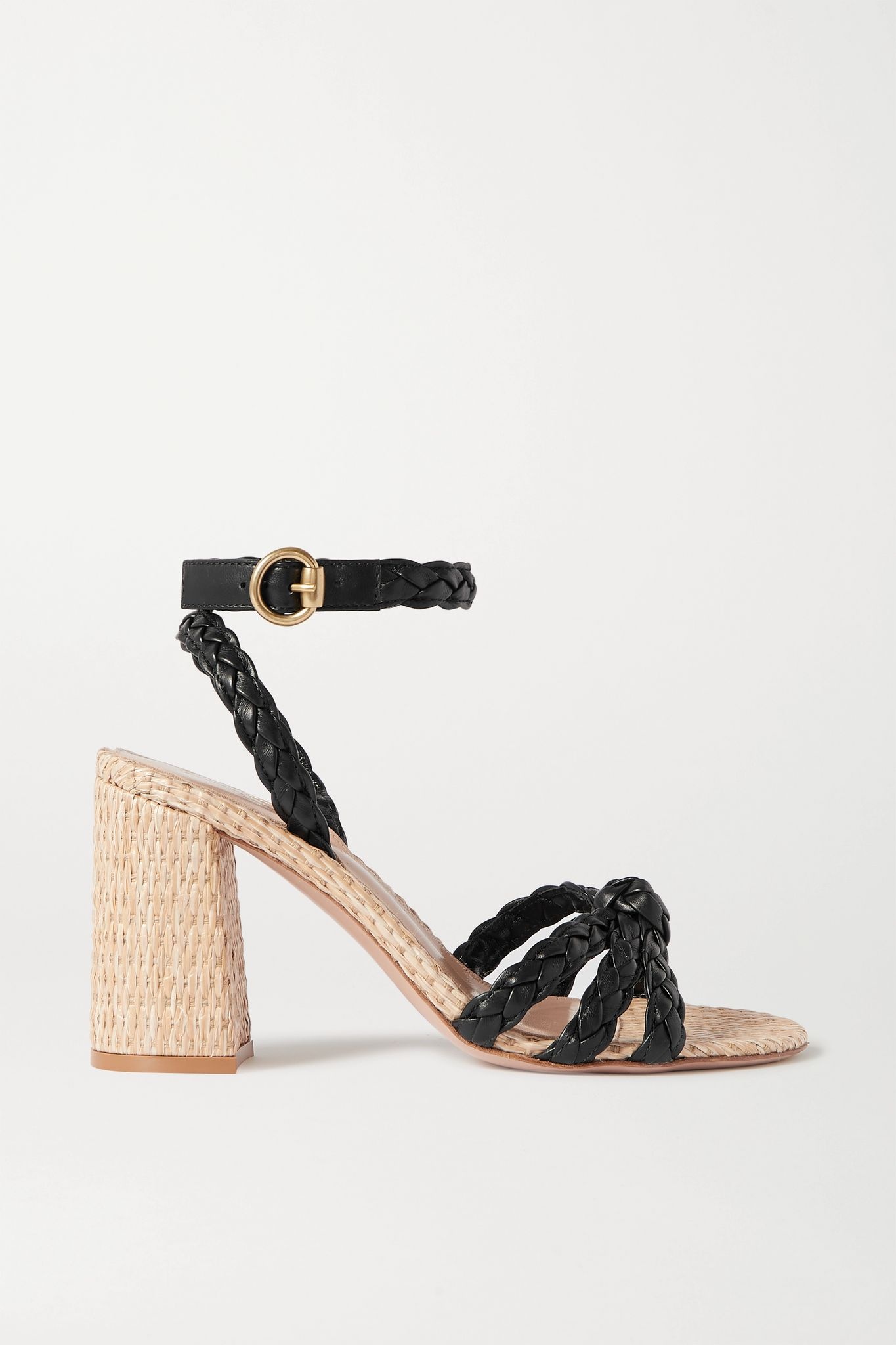 85 woven leather and raffia sandals - 1