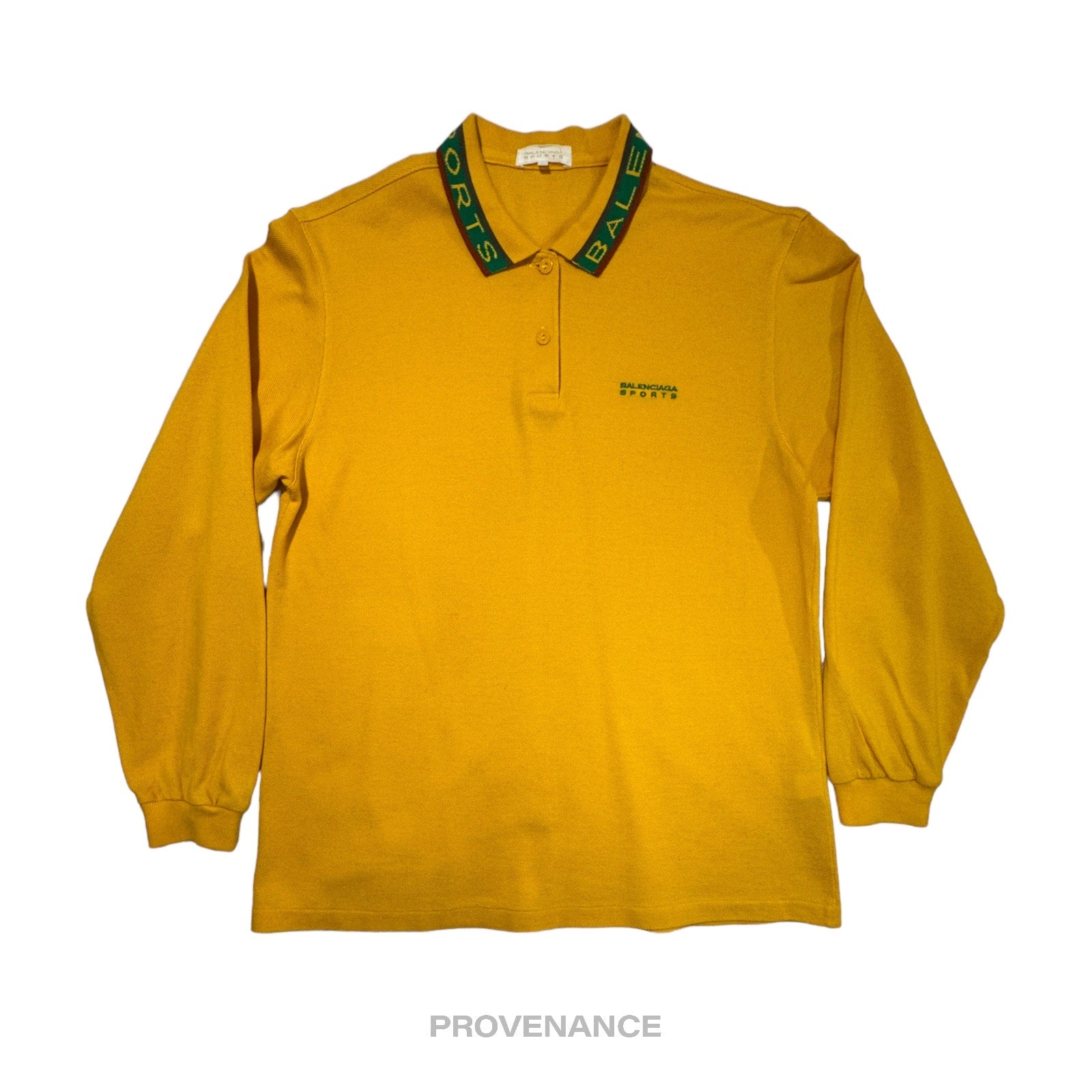 Balenciaga Sports Pique Polo Shirt - Yellow Embroidered - 1