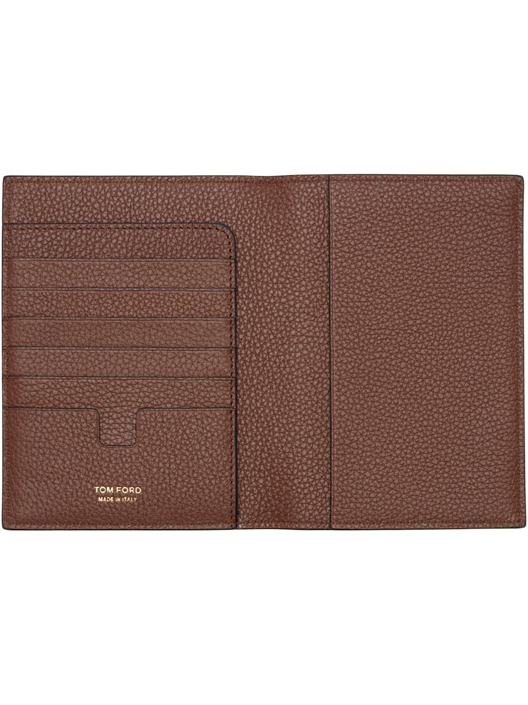 Tan Soft Grain Leather T Line Passport Holder - 3