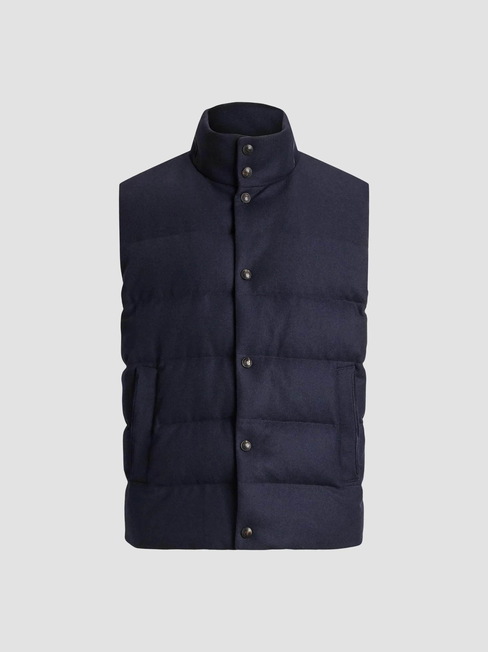 Men's Harwick Cashmere-Blend Down Vest - Navy - 1