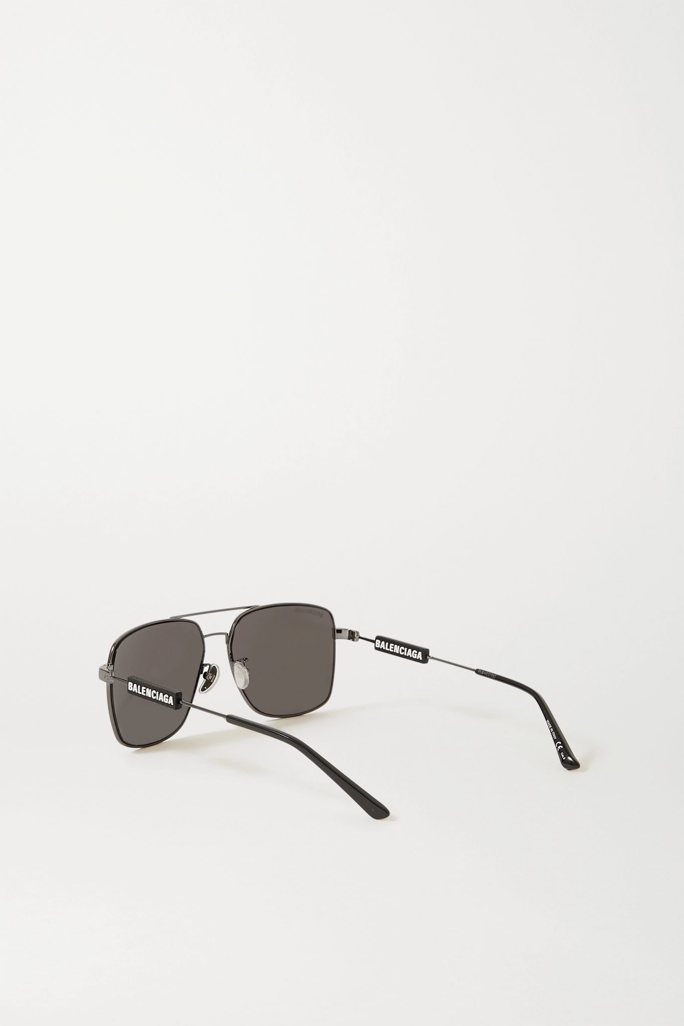 Aviator-style gunmetal-tone and rubber sunglasses - 3