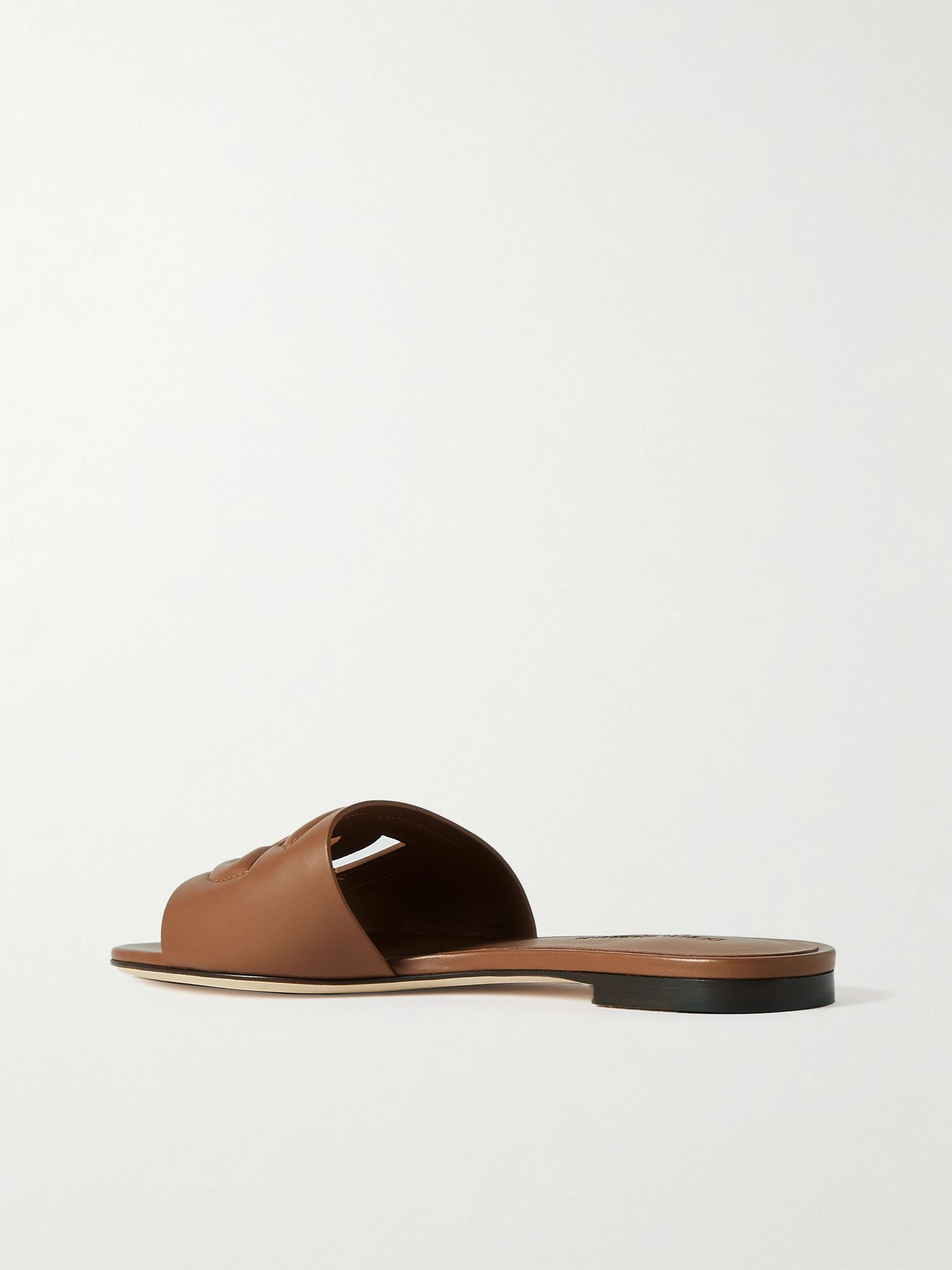 Bianca cutout leather slides Tan - 4