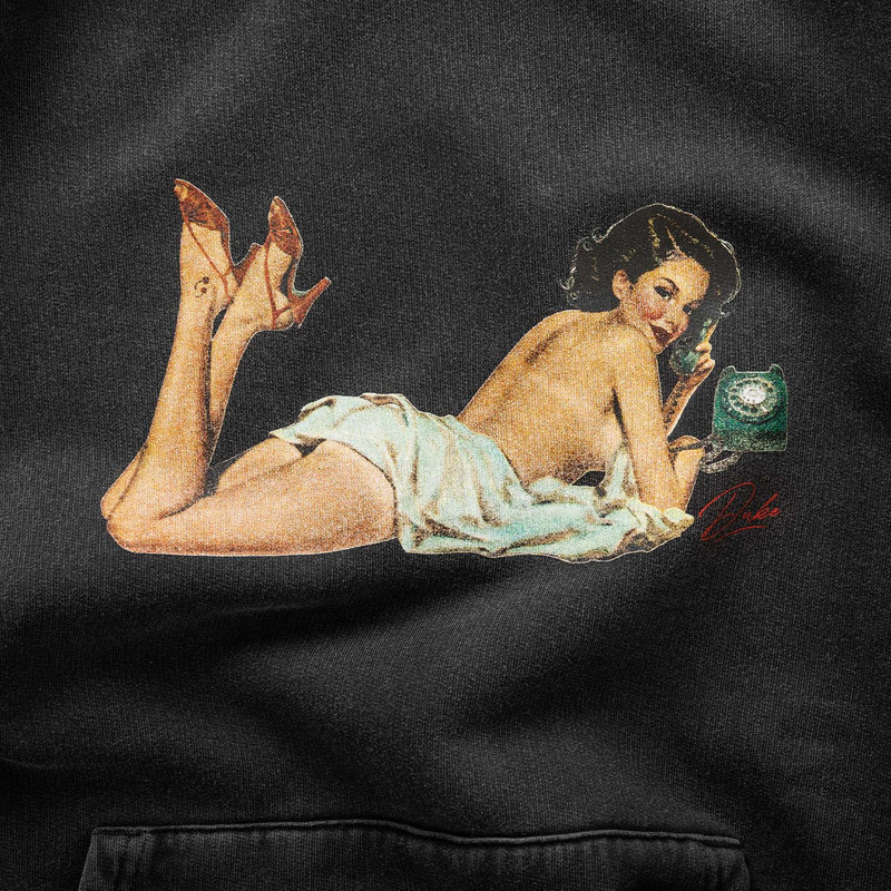 Pin Up Washed Black Hoodie 4