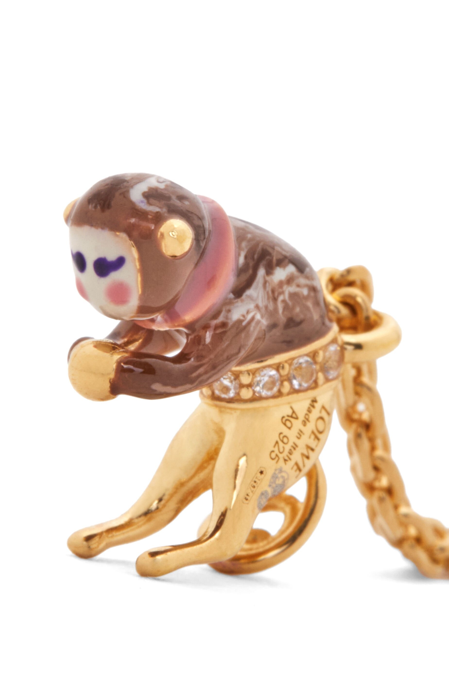Dangling Monkey necklace in sterling silver, enamel and crystals - 3