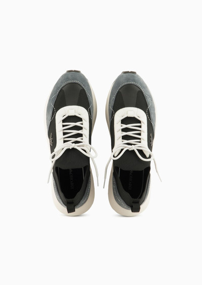 EMPORIO ARMANI Knit sneakers with suede details outlook