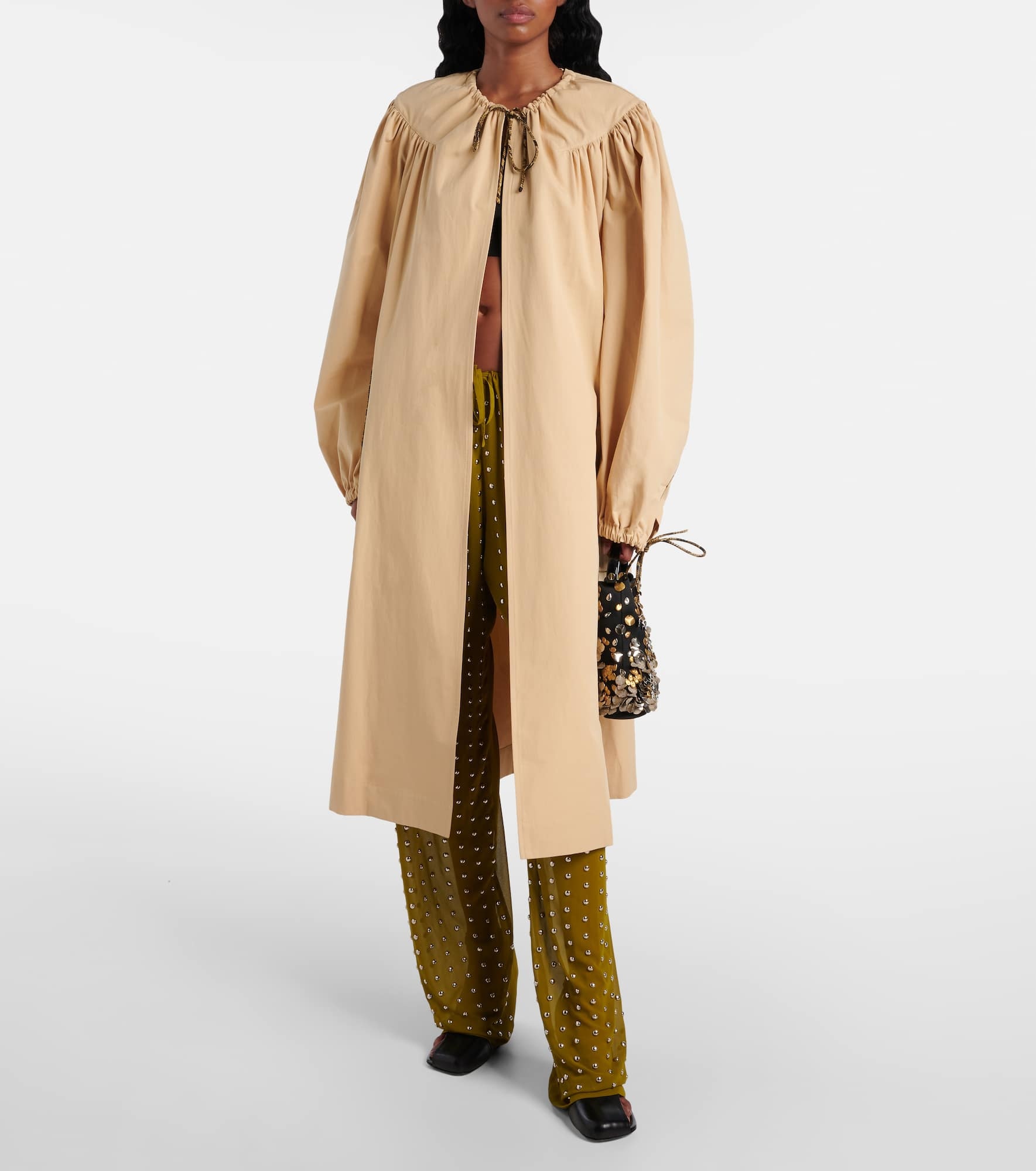 Gathered cotton poplin coat - 2