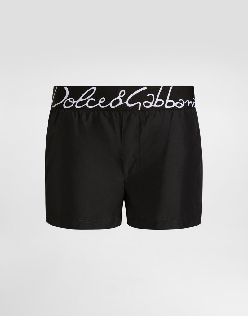 Dolce&Gabbana 로고와 짧은 수영 트렁크 1