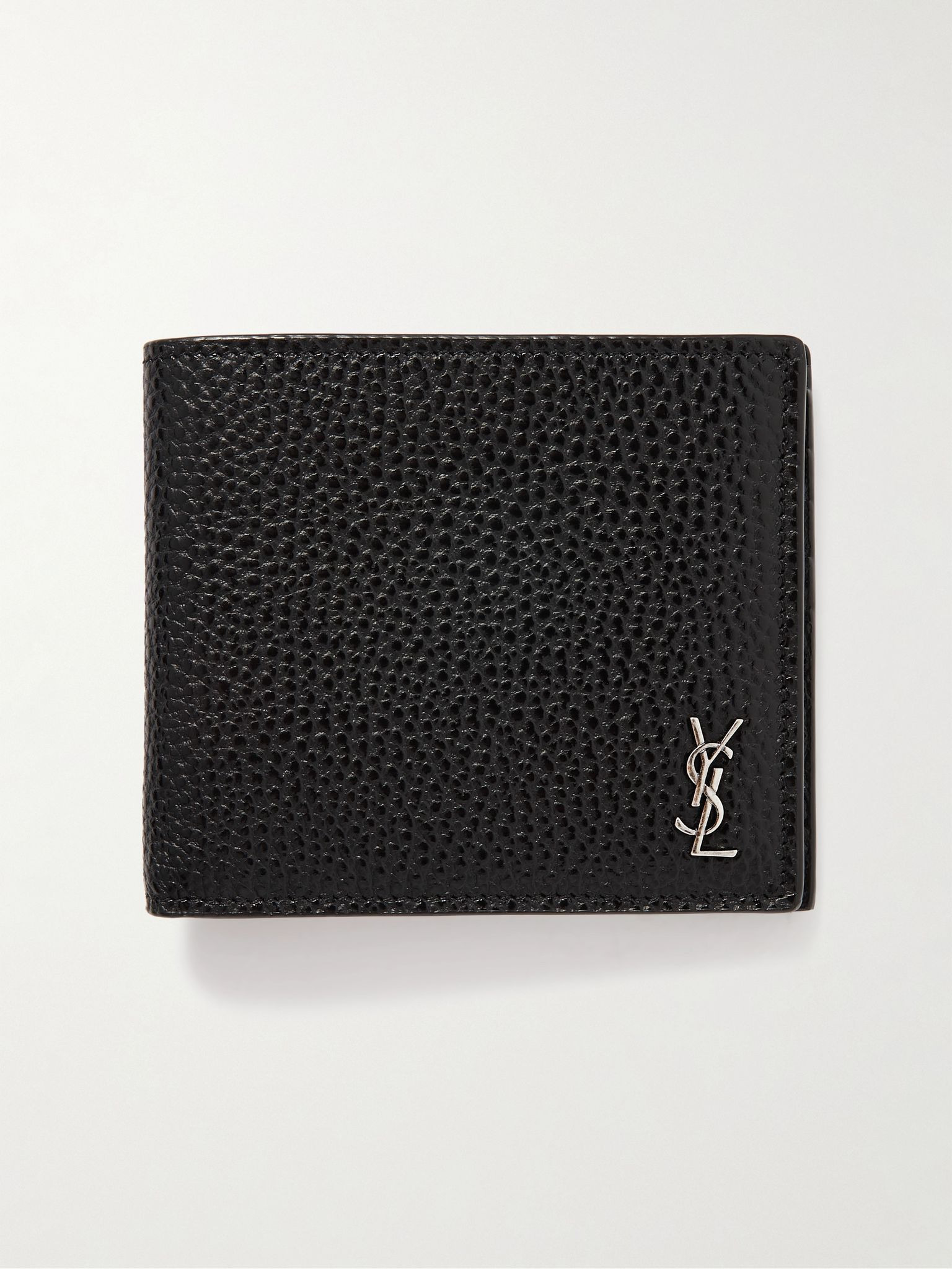 Tiny Cassandre Logo-Appliquéd Full-Grain Leather Billfold Wallet Black - 1