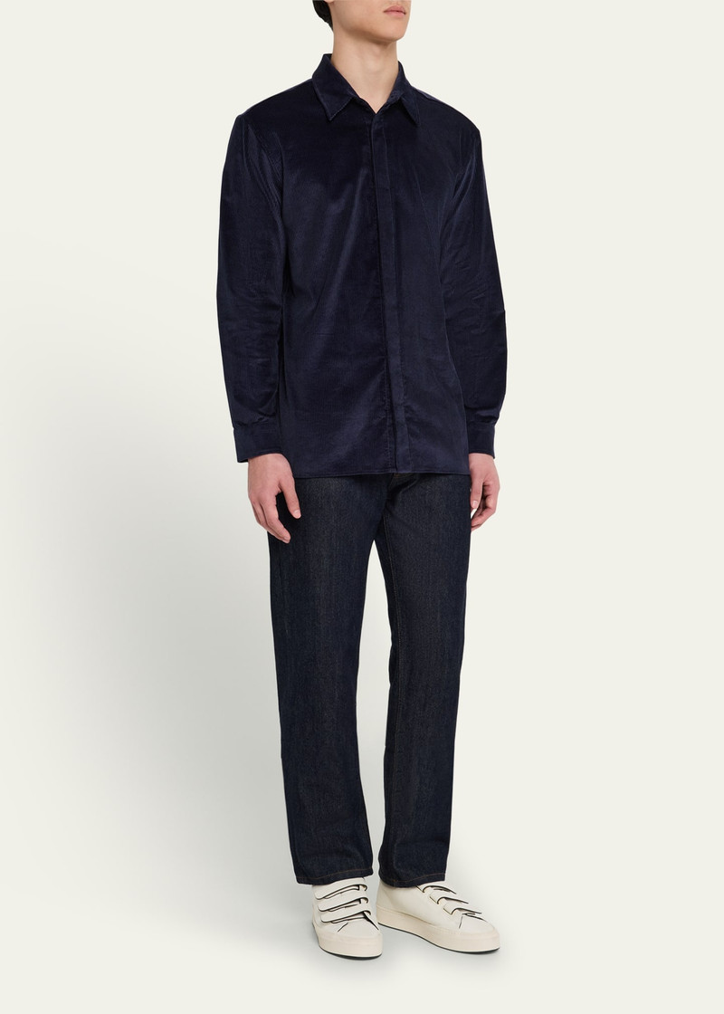 GABRIELA HEARST Men's Nicolas Corduroy Concealed-Placket Sport Shirt outlook