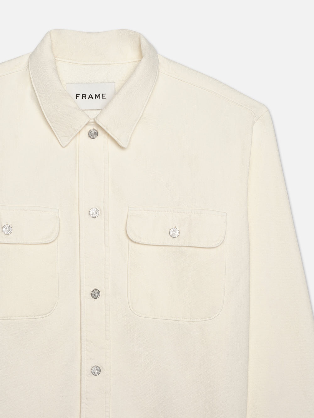 Textured Terry Overshirt in Off White - 2