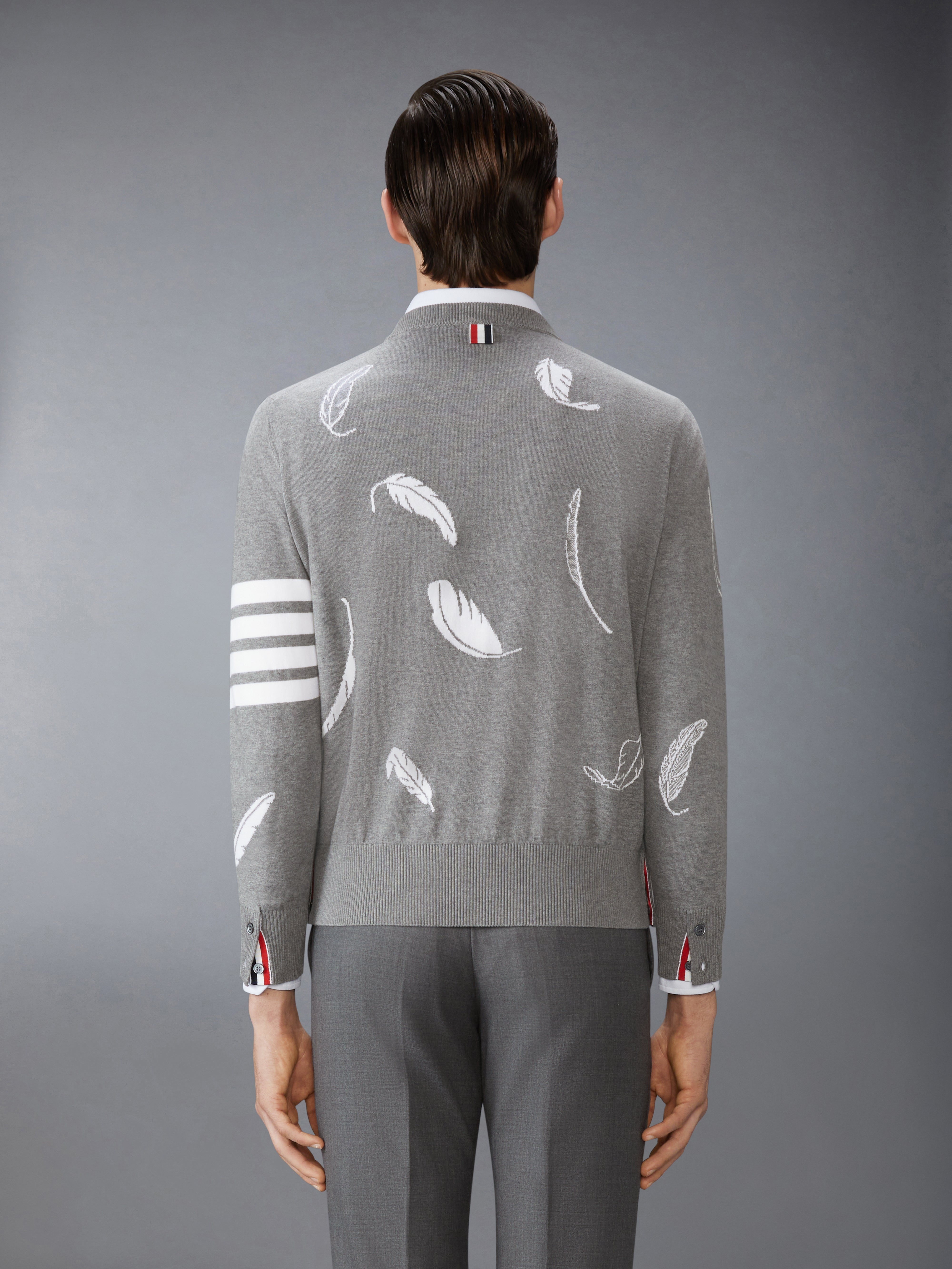 FEATHER INTARSIA RELAXED FIT CREW NECK PULLOVER - 3