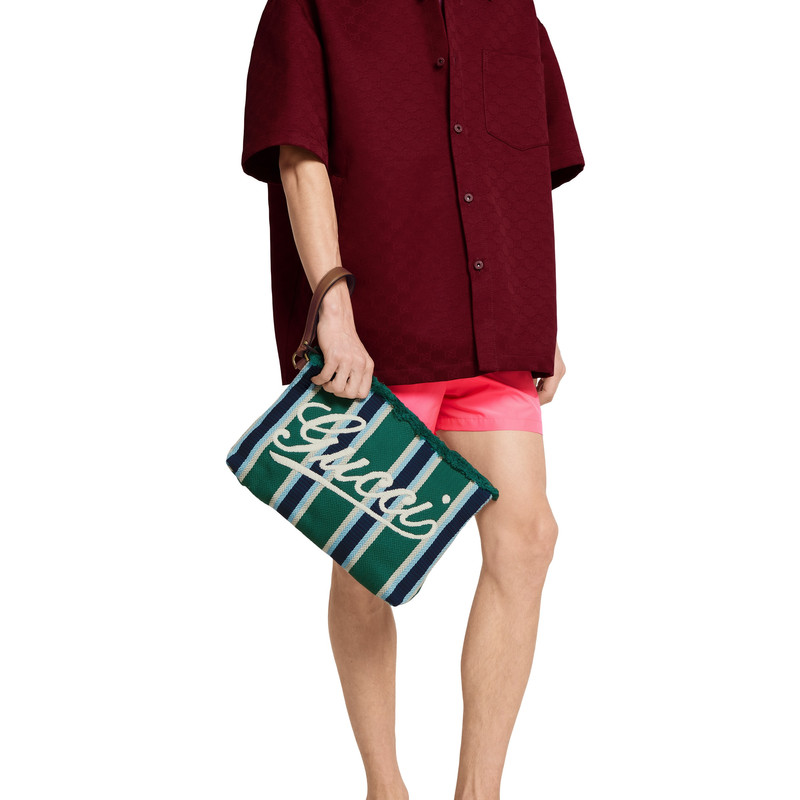 Large embroidered canvas pouch 3