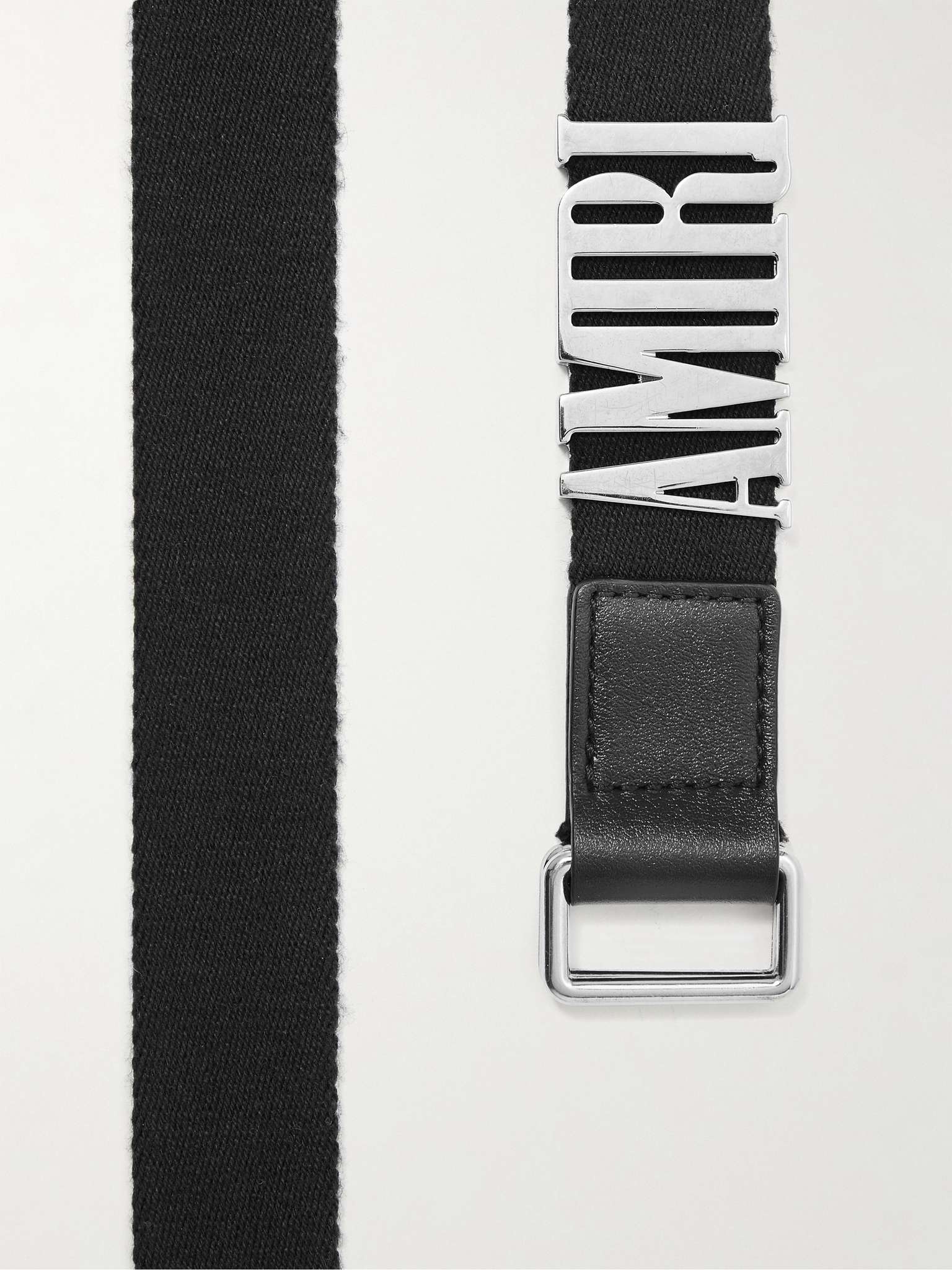 3cm Silver-Tone and Leather-Trimmed Webbing Belt - 3