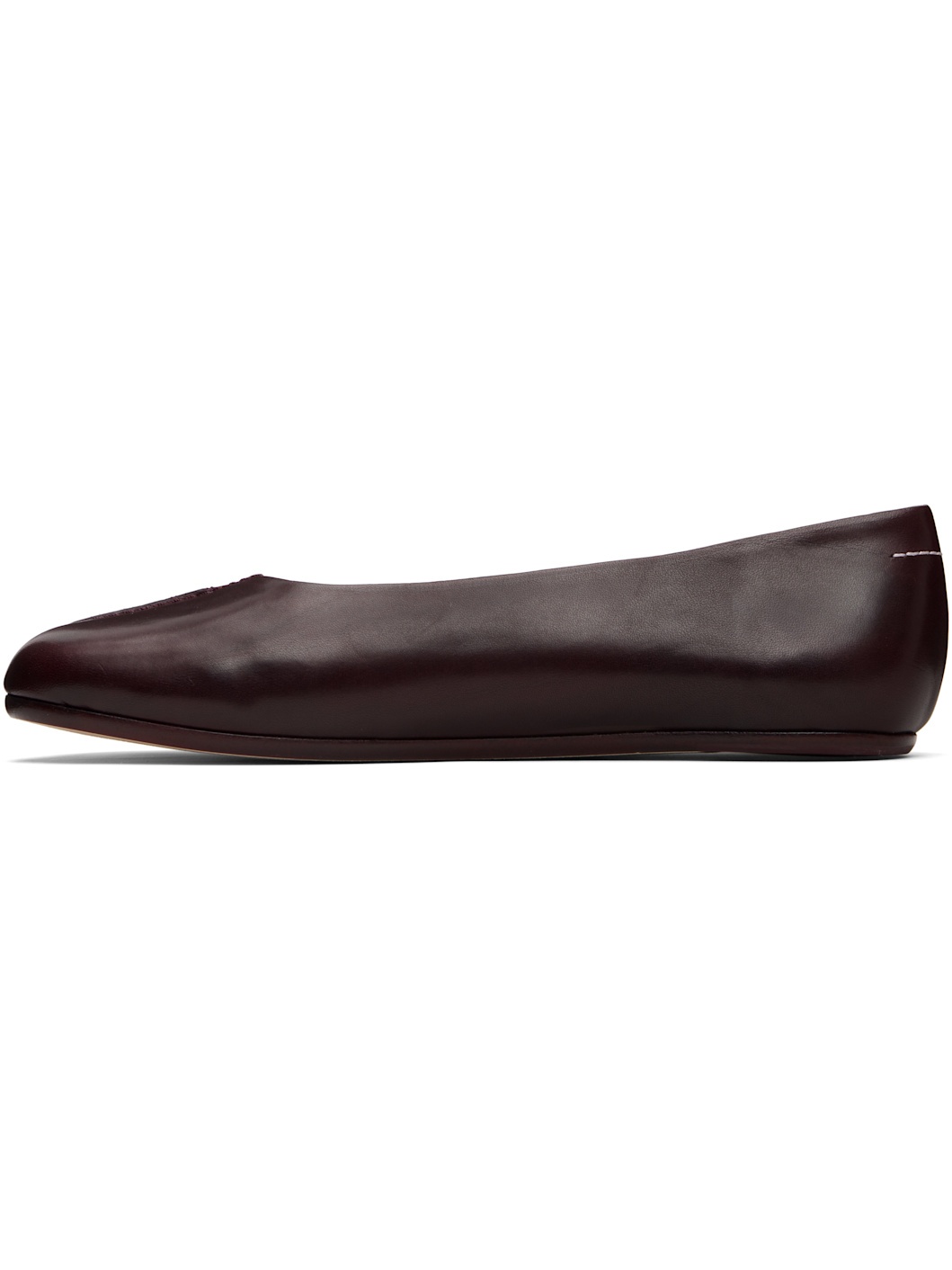 Burgundy Stitch-out Leather Ballerina Flats - 3