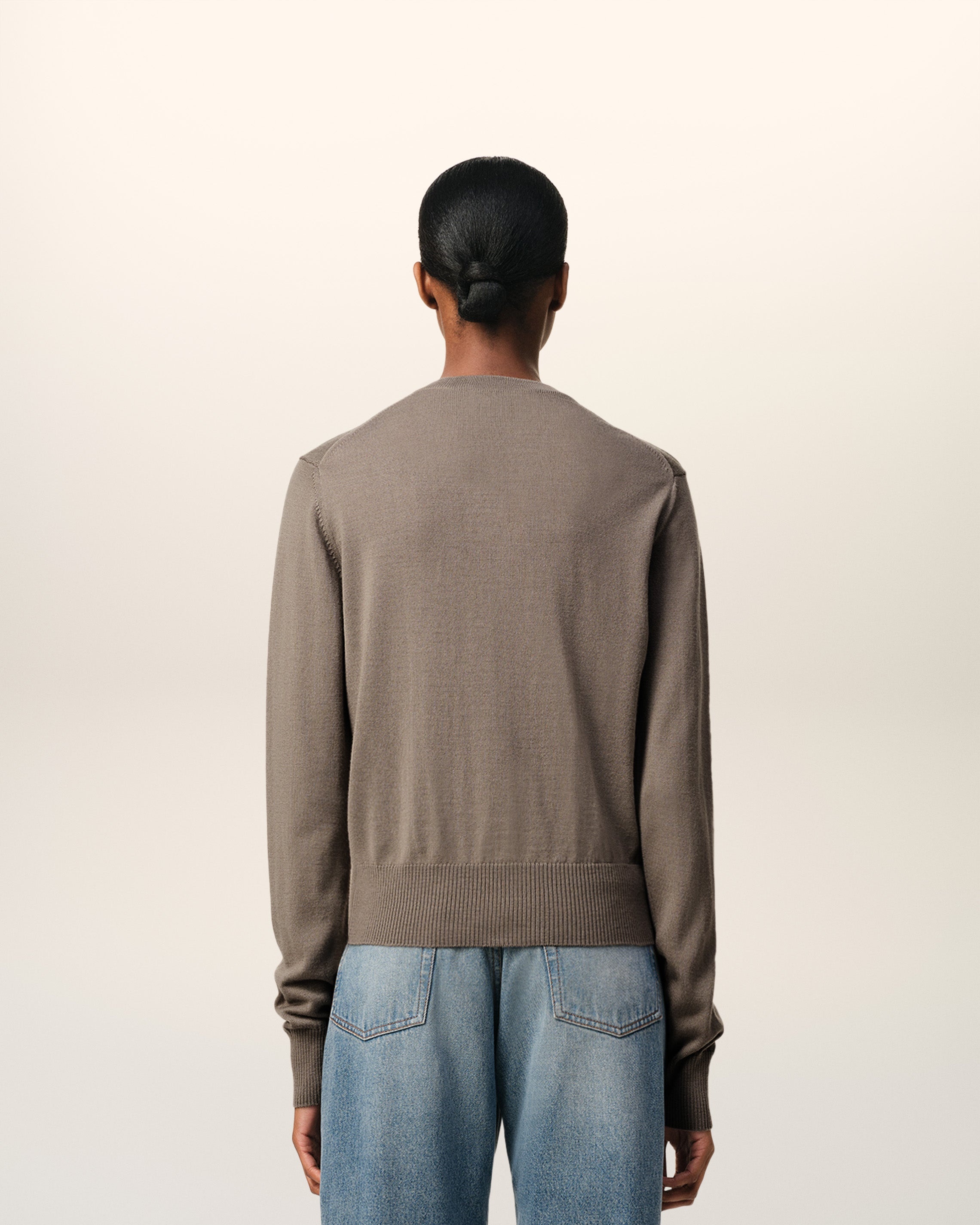 BEIGE WOOL AMI DE COEUR CARDIGAN - 5