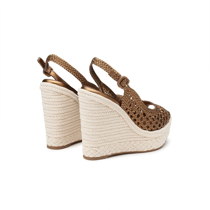 Women's gold leather wedge 3