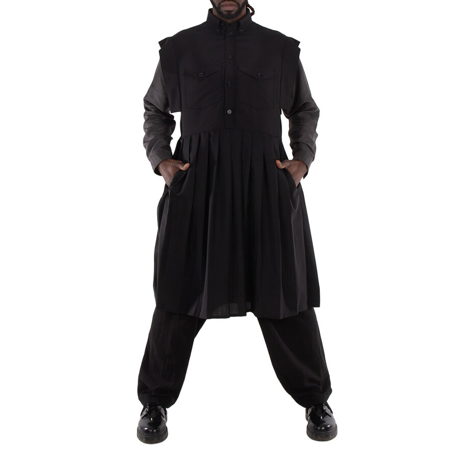 Burberry Men's Pleated Mohair & Wool Kilt Shirt Dress - 4