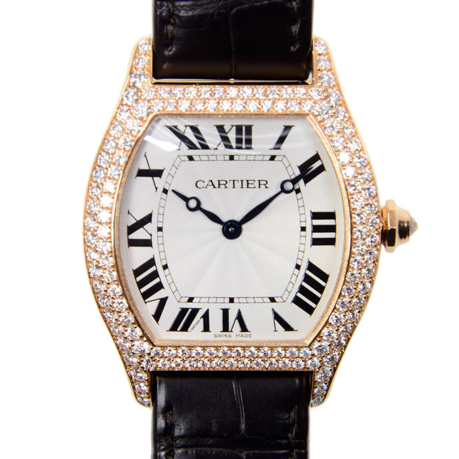 Pre-owned Cartier Tortue Diamond Silver Dial Men's Watch WA503951 - 2