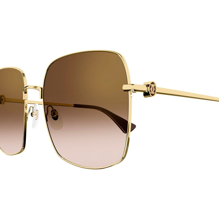 Cartier Trinity Brown Gradient with Gold Flash Mirror Square Ladies Sunglasses CT0401S 002 60 - 3