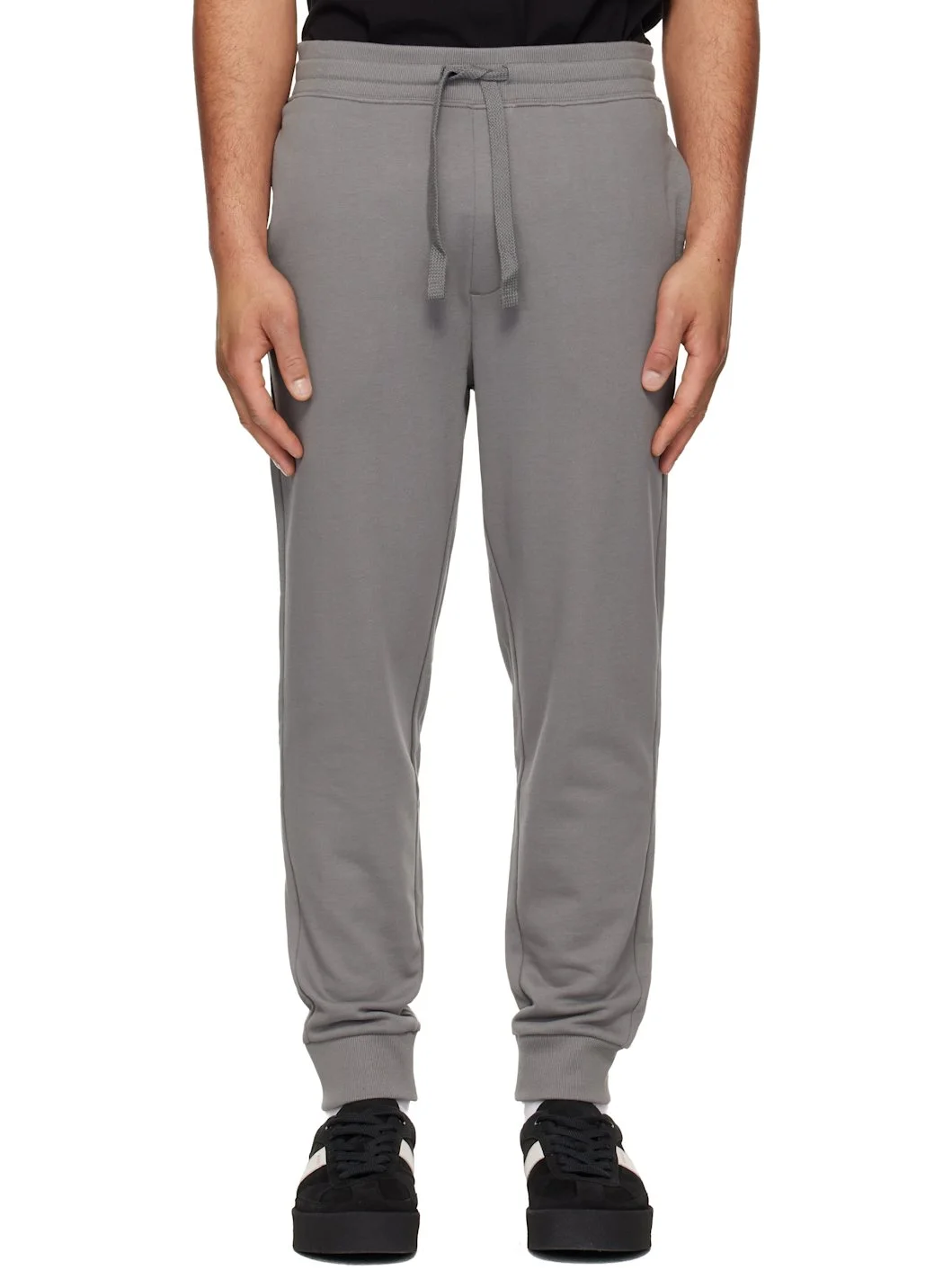 Gray Cuffed Cotton Terry Logo-Print Sweatpants - 1