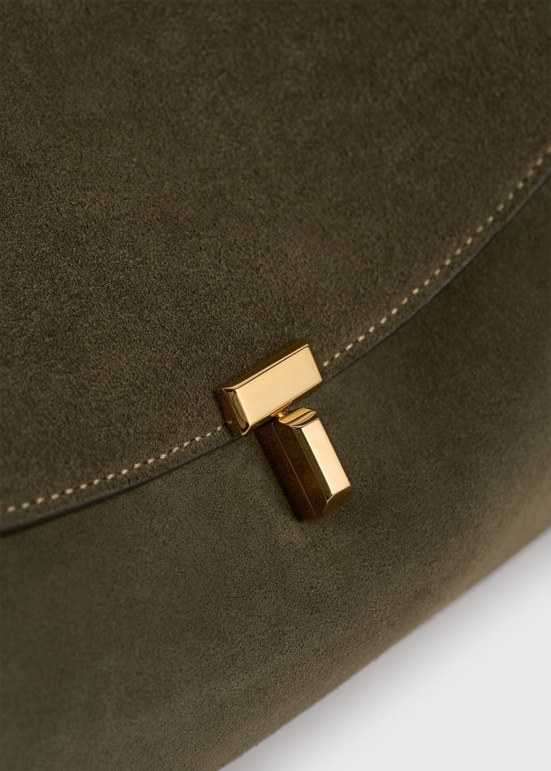 T-lock suede satchel dark taupe 5