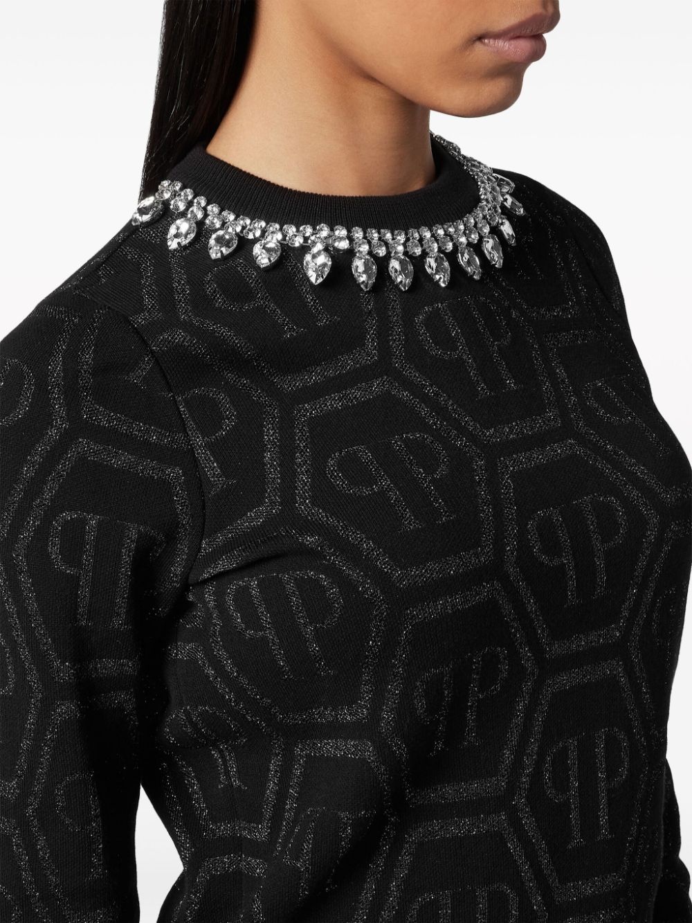 monogram crystal-embellished jumper - 3