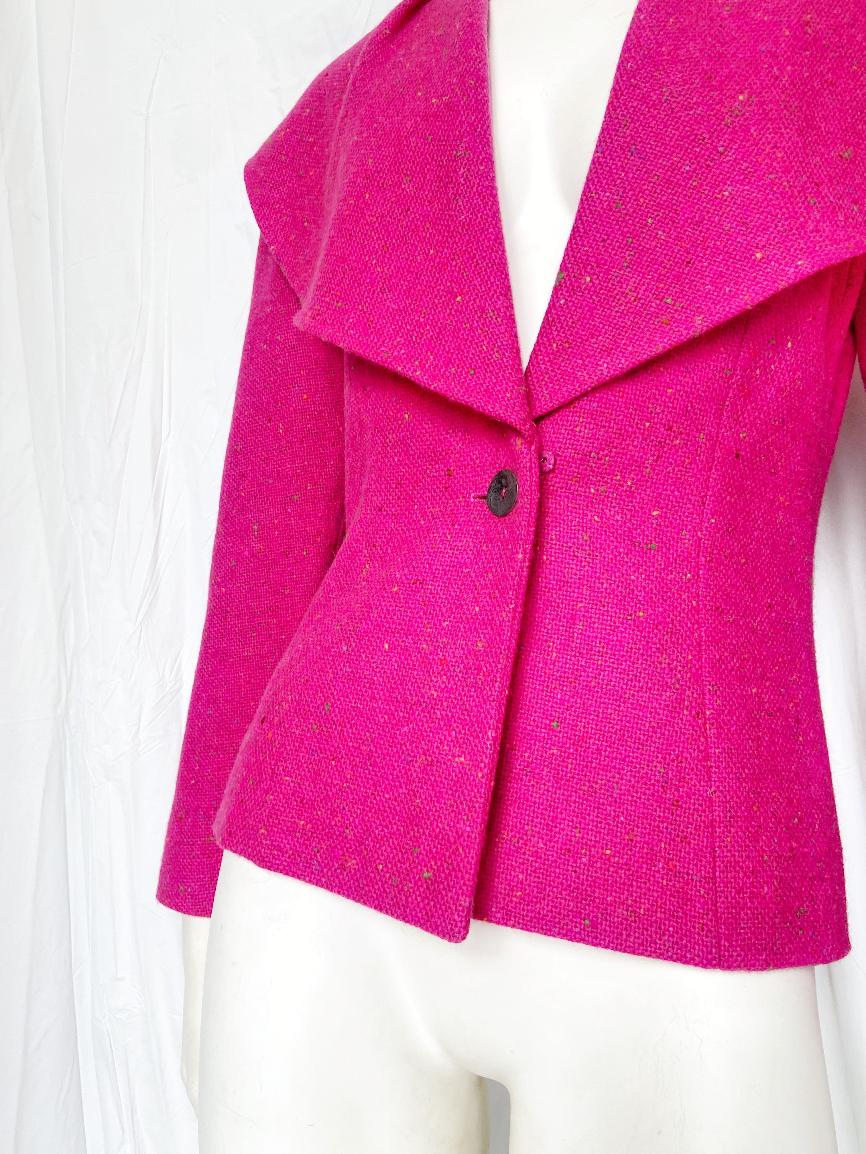 Christian Dior Fall 1998 John Galliano Candy Fuchsia Oversized Lapel Bar Jacket - 10