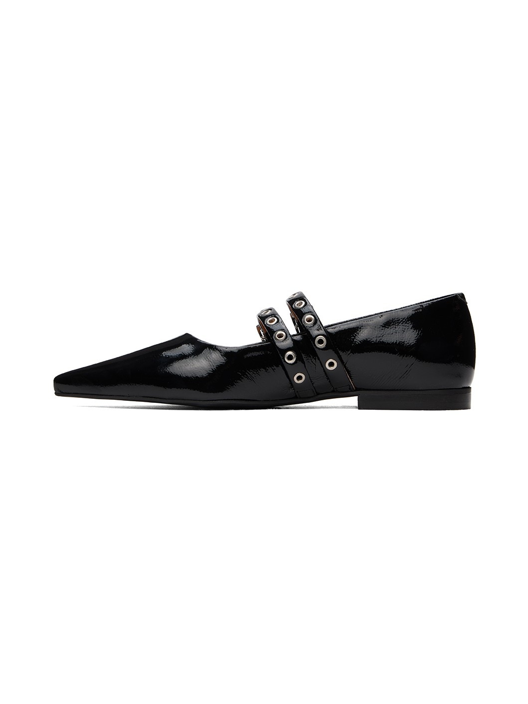 Black Eyelets Ballerina Flats - 3