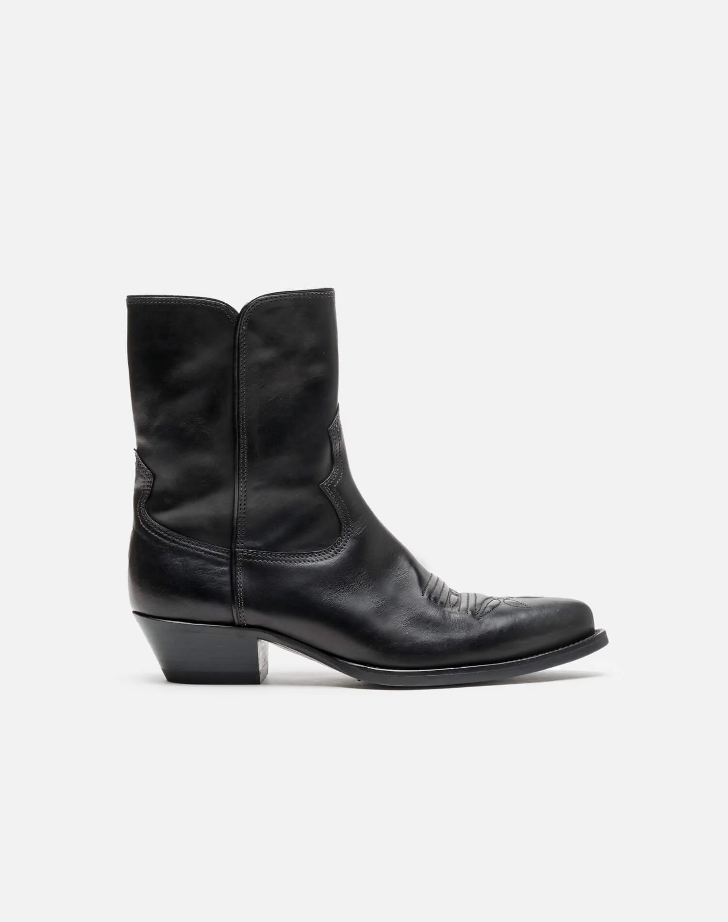Western Boot - Black Leather - 1