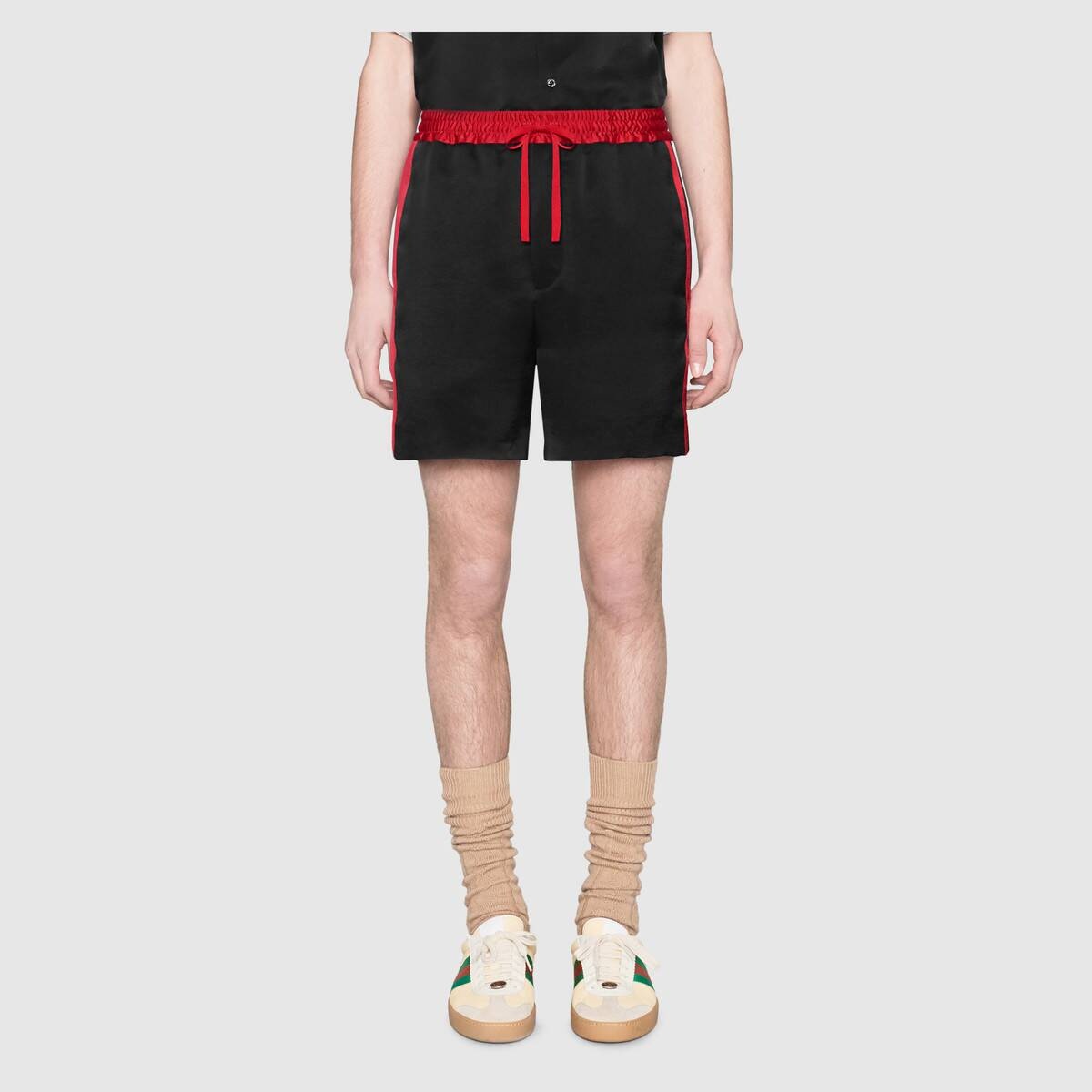 Acetate shorts with Gucci stripe - 3