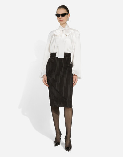 Dolce & Gabbana Short straight-cut pinstripe wool skirt outlook