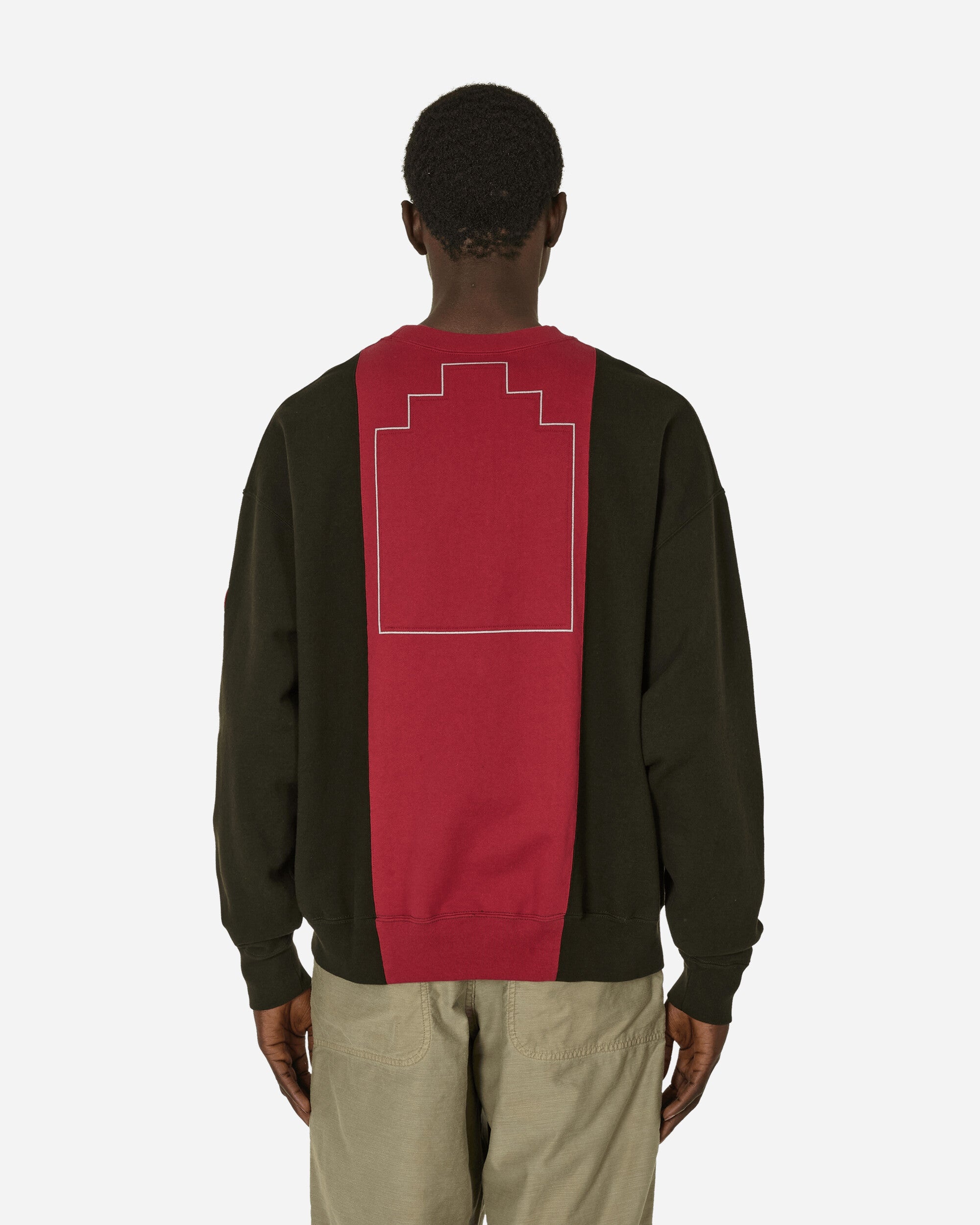 Paneled Two Tone Crewneck Sweatshirt Red / Black - 3