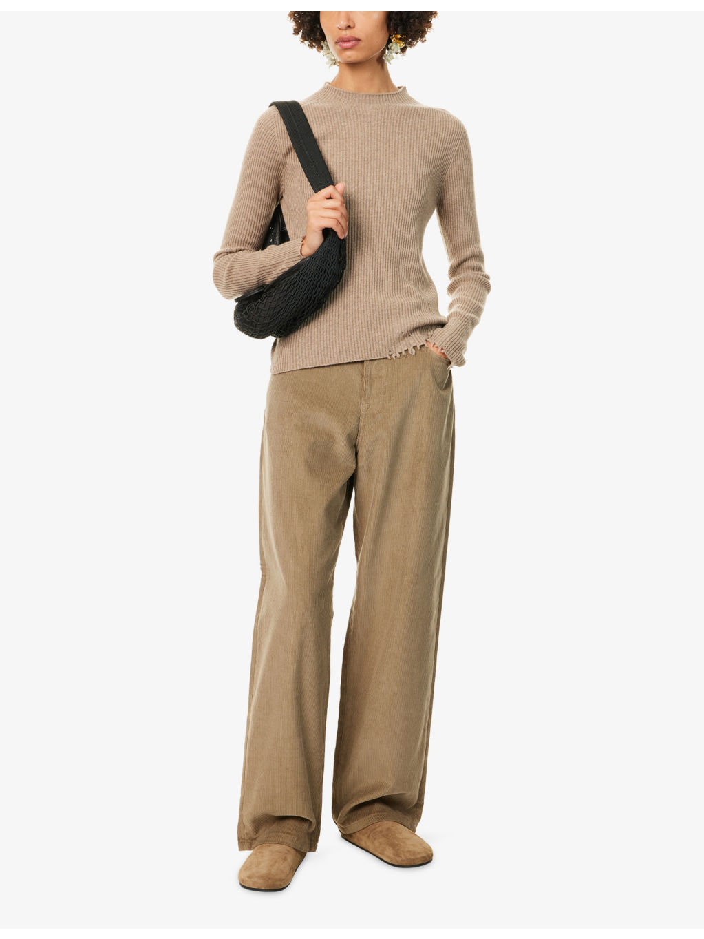 Long-Sleeves Ribbed Cashmere Top - 2