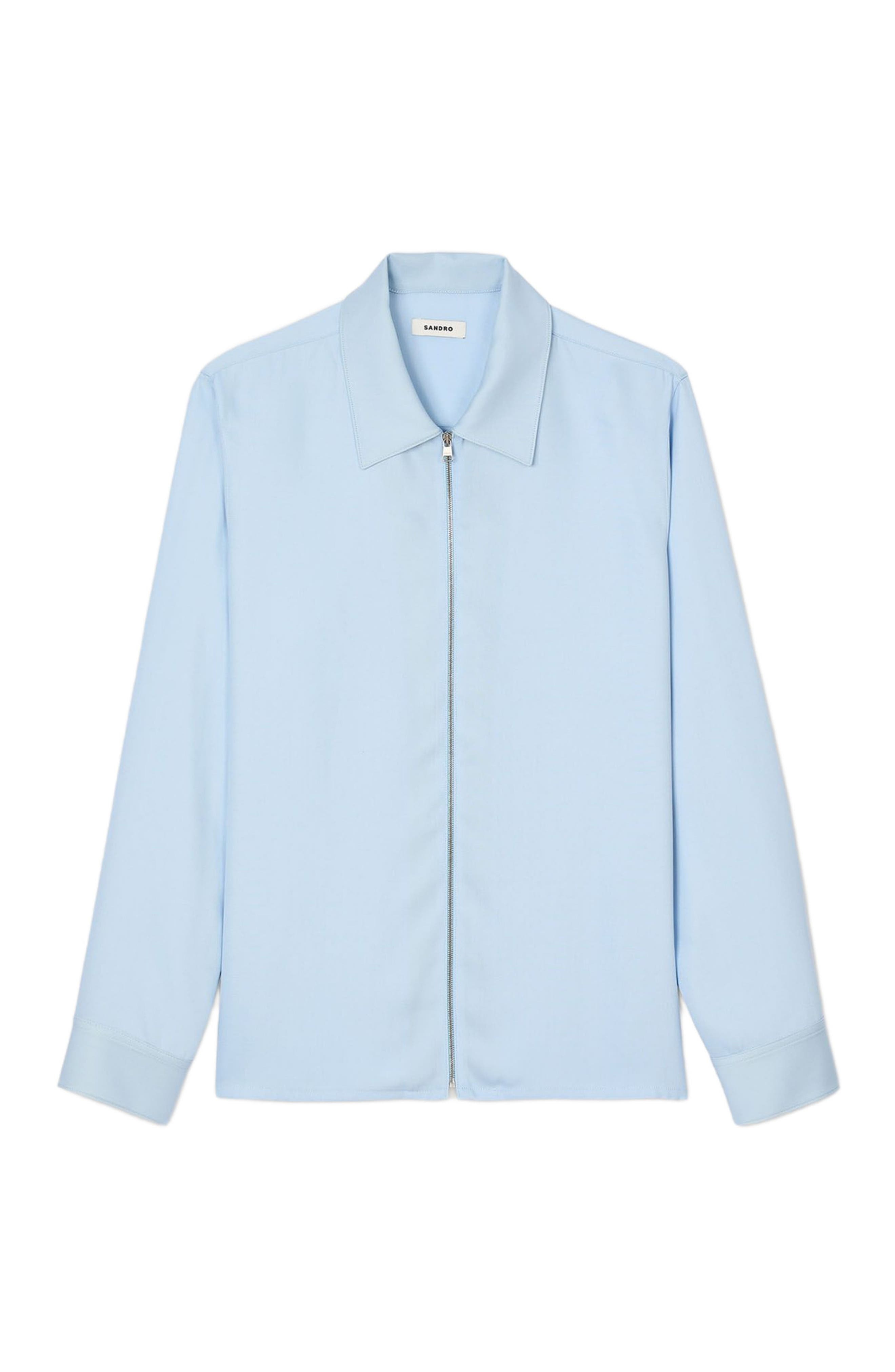 SANDRO Zip-up shirt in Blue Sky at Nordstrom - 5