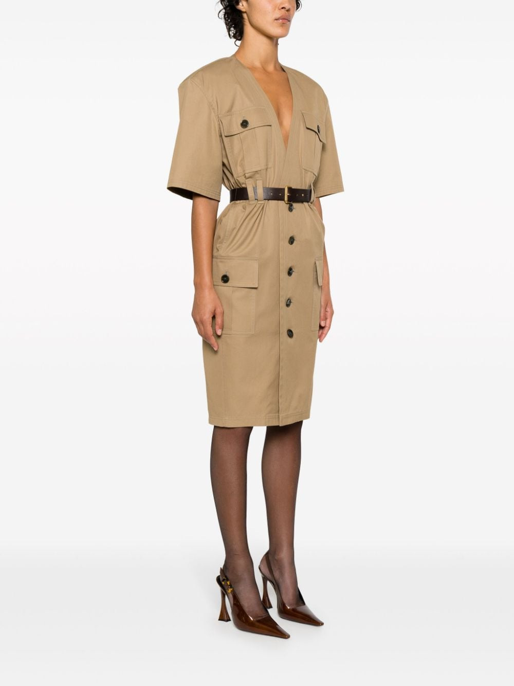 Saint Laurent Women Cotton Twill Midi Dress - 2