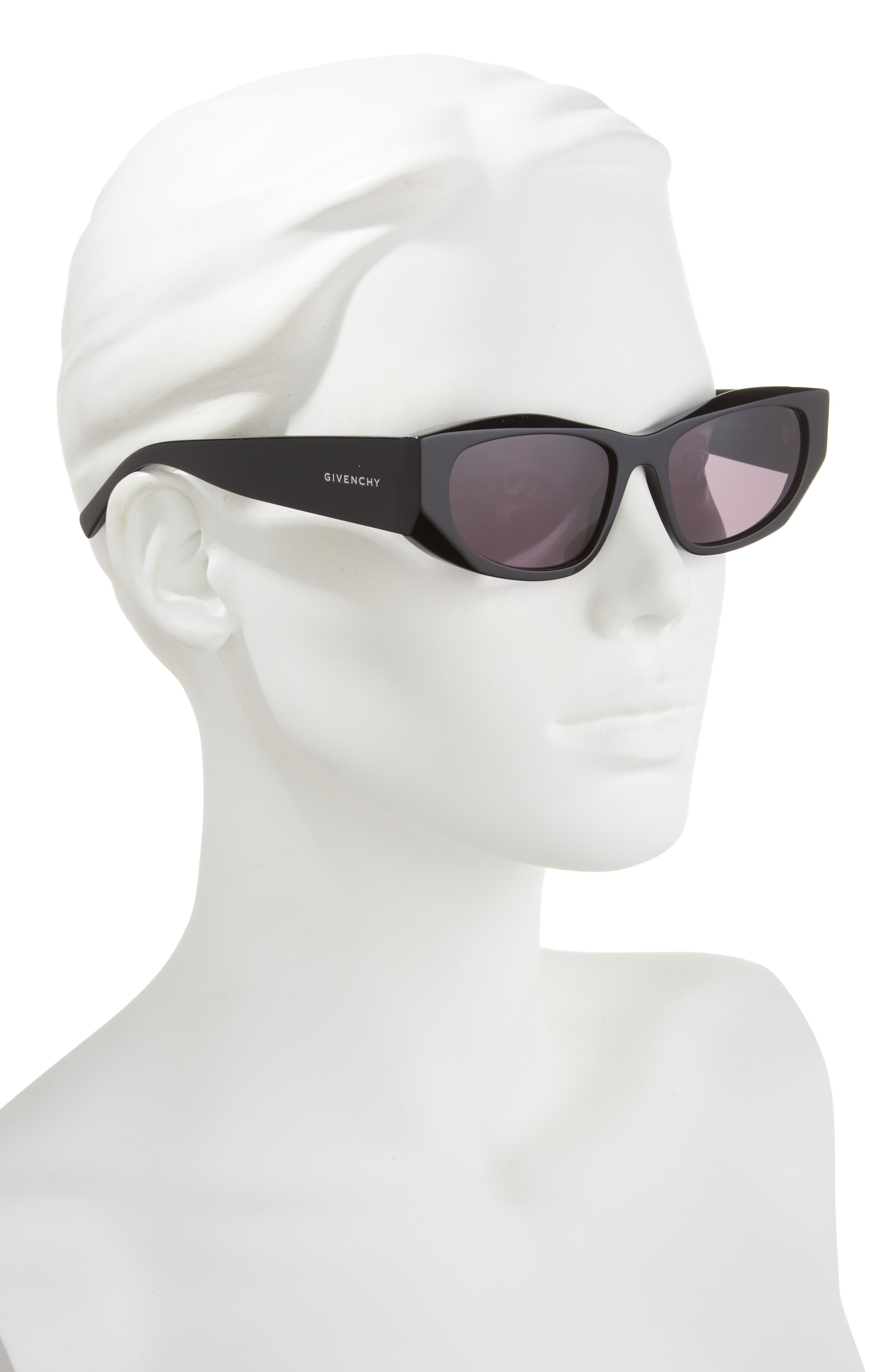 Givenchy GV Day 56mm Geometric Sunglasses in Shiny Black /Smoke at Nordstrom - 3