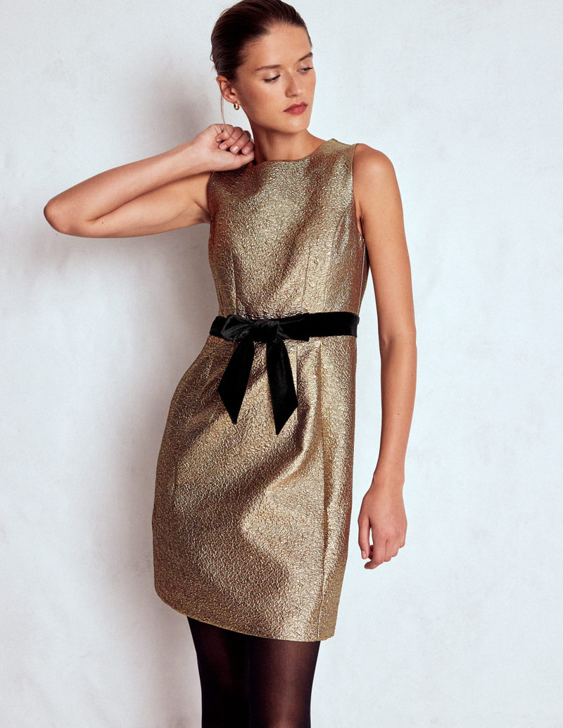 Gold Metallic Shift Dress-Gold Metallic 5