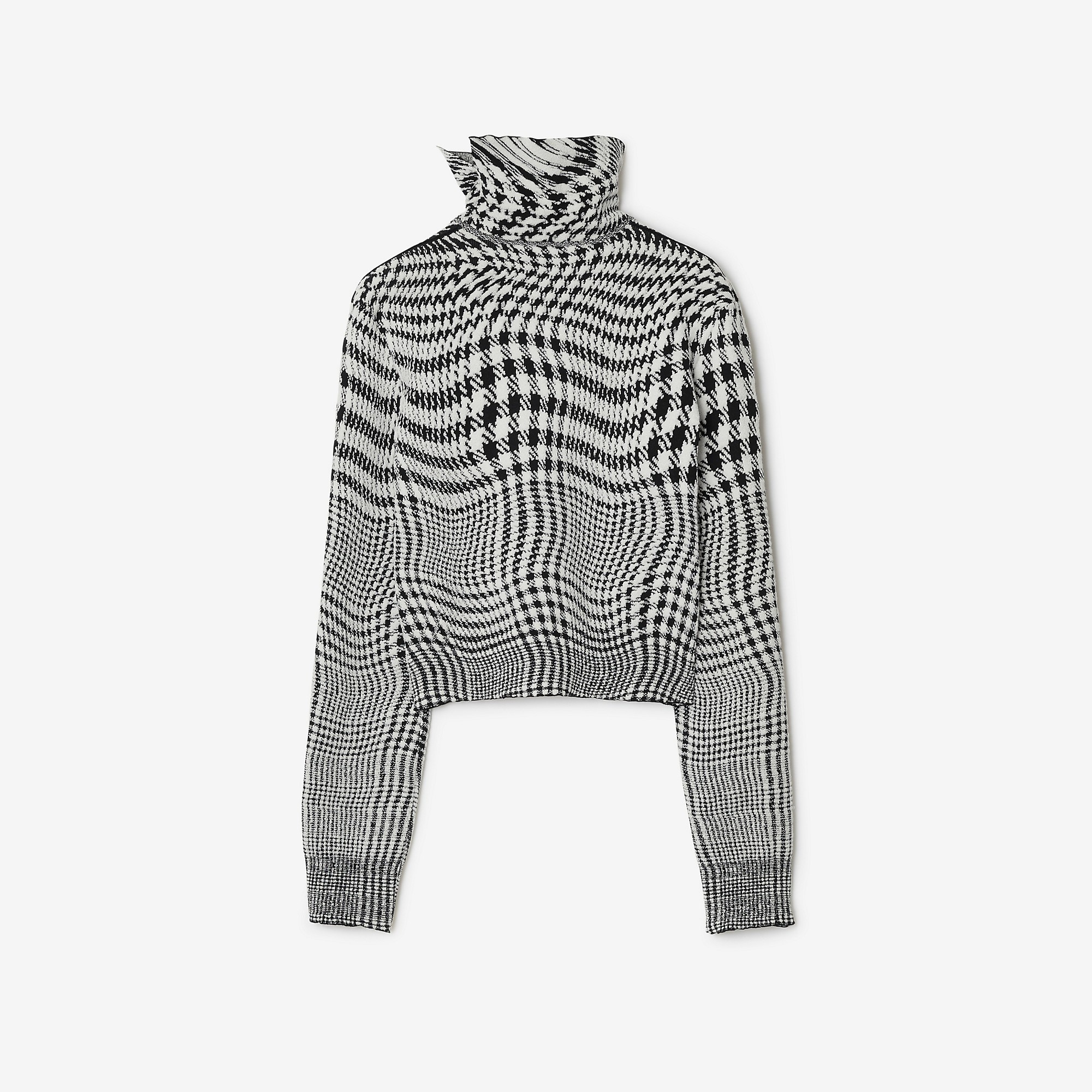 Warped Houndstooth Wool Blend Sweater - 3