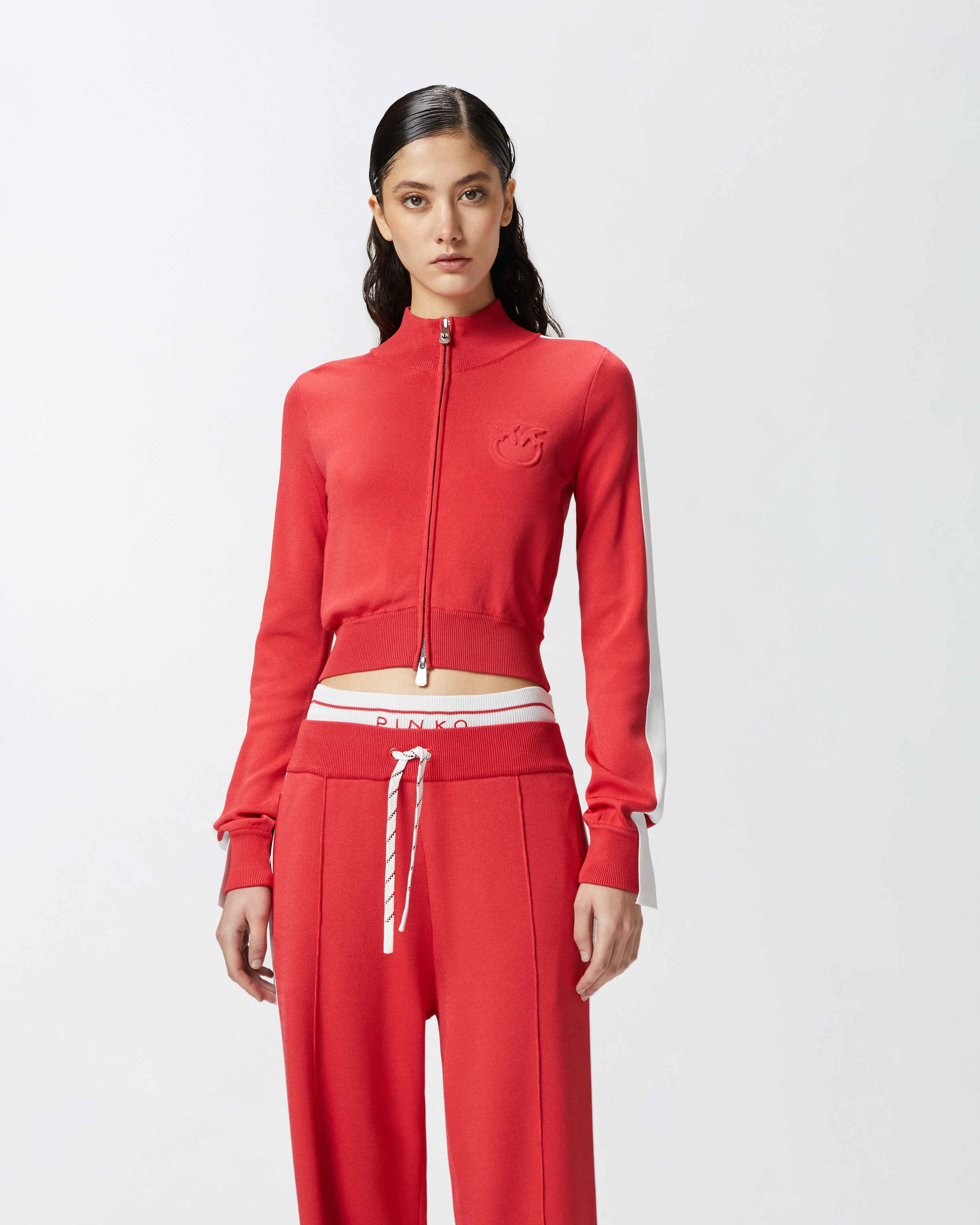 TECHNICAL FABRIC SHORT SWEATSHIRT WITH RAISED LOGO AND ZIP - 2