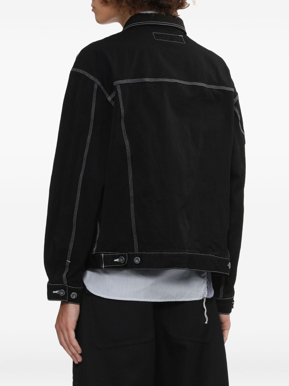 contrast-stitching denim jacket - 4