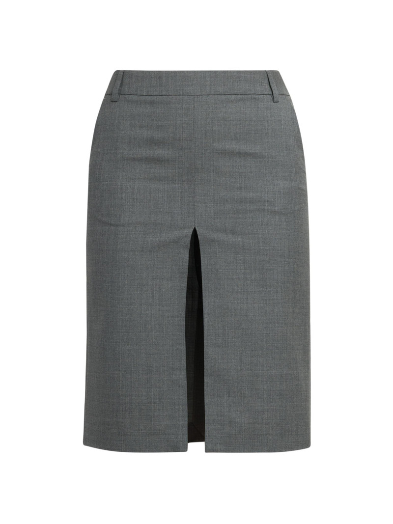 Women's Slit Wool Pencil Skirt - Grey 1