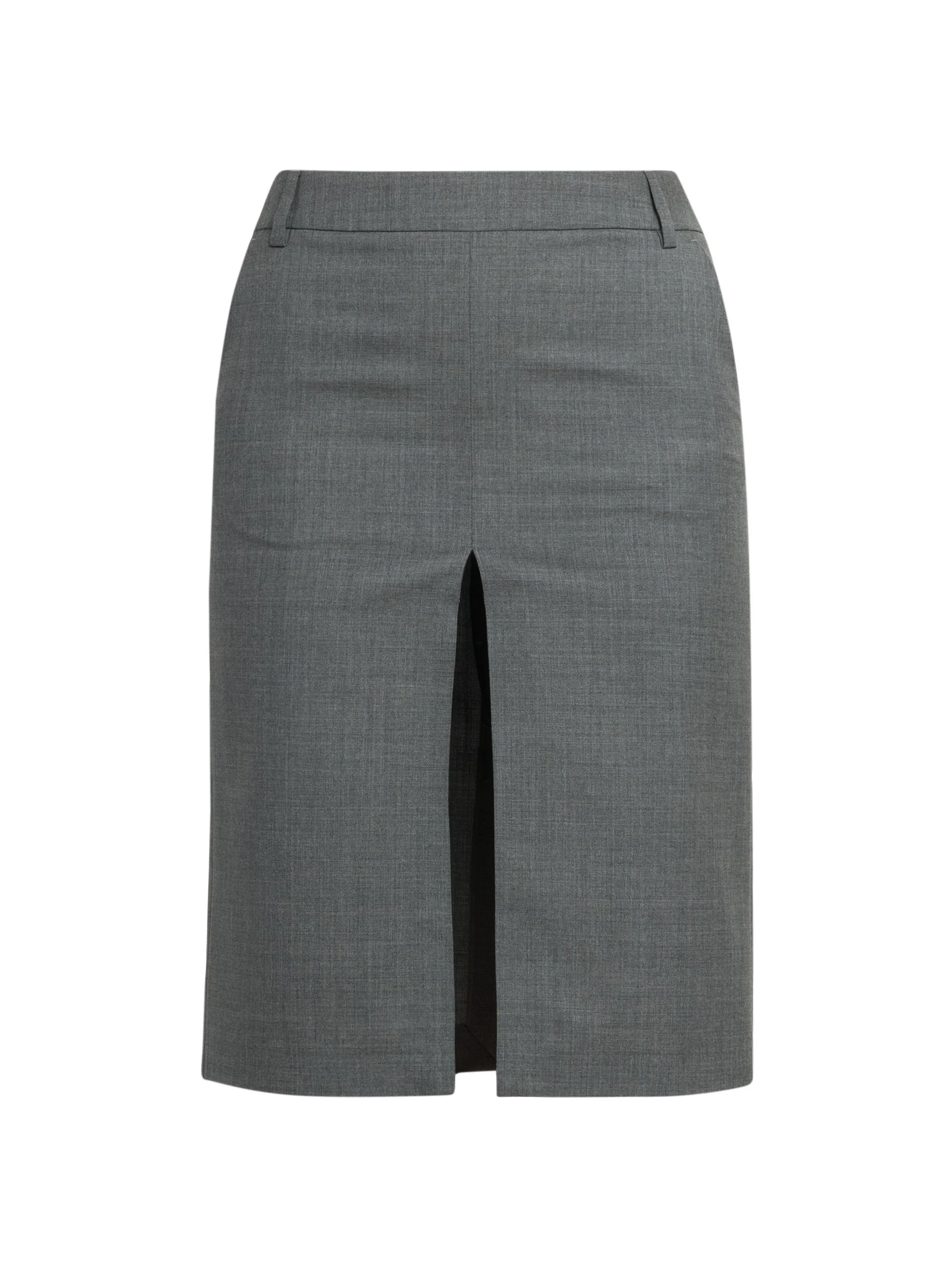 Women's Slit Wool Pencil Skirt - Grey - 1