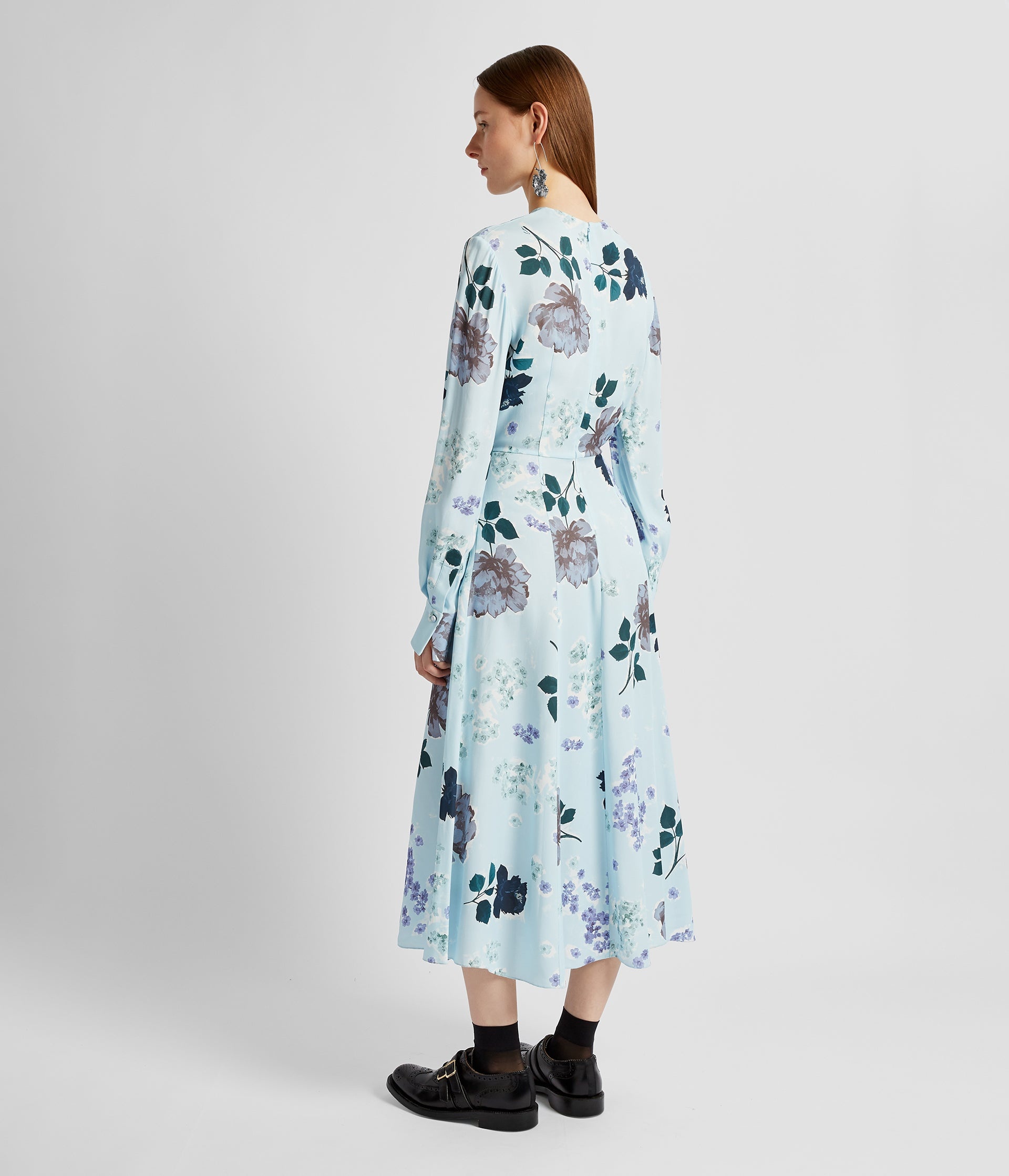 LONG SLEEVE A-LINE MIDI DRESS - 3